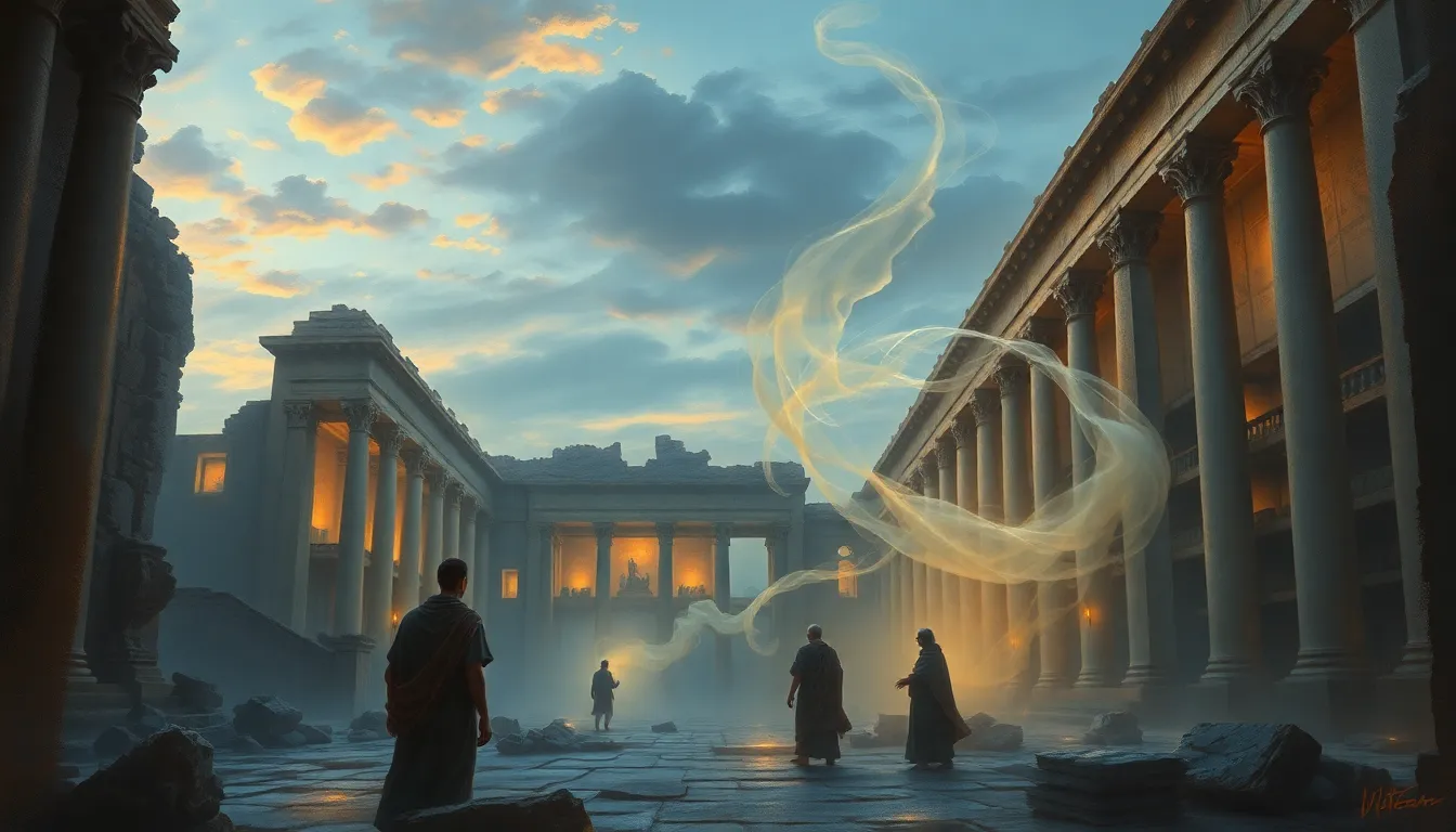 Ancient library scrolls and papyrus representing lost knowledge from Alexandria